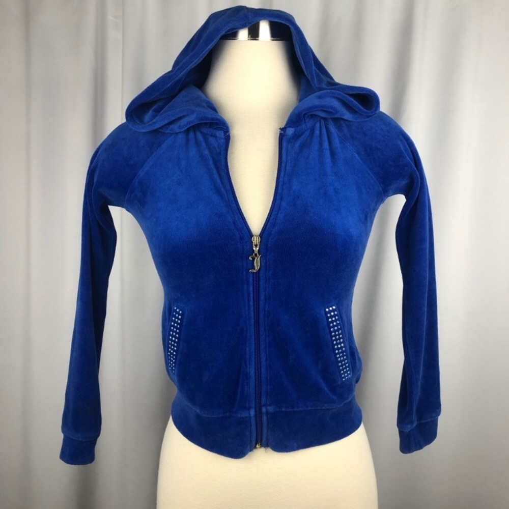 Juicy Couture Blue Velour Zip Up Hoodie